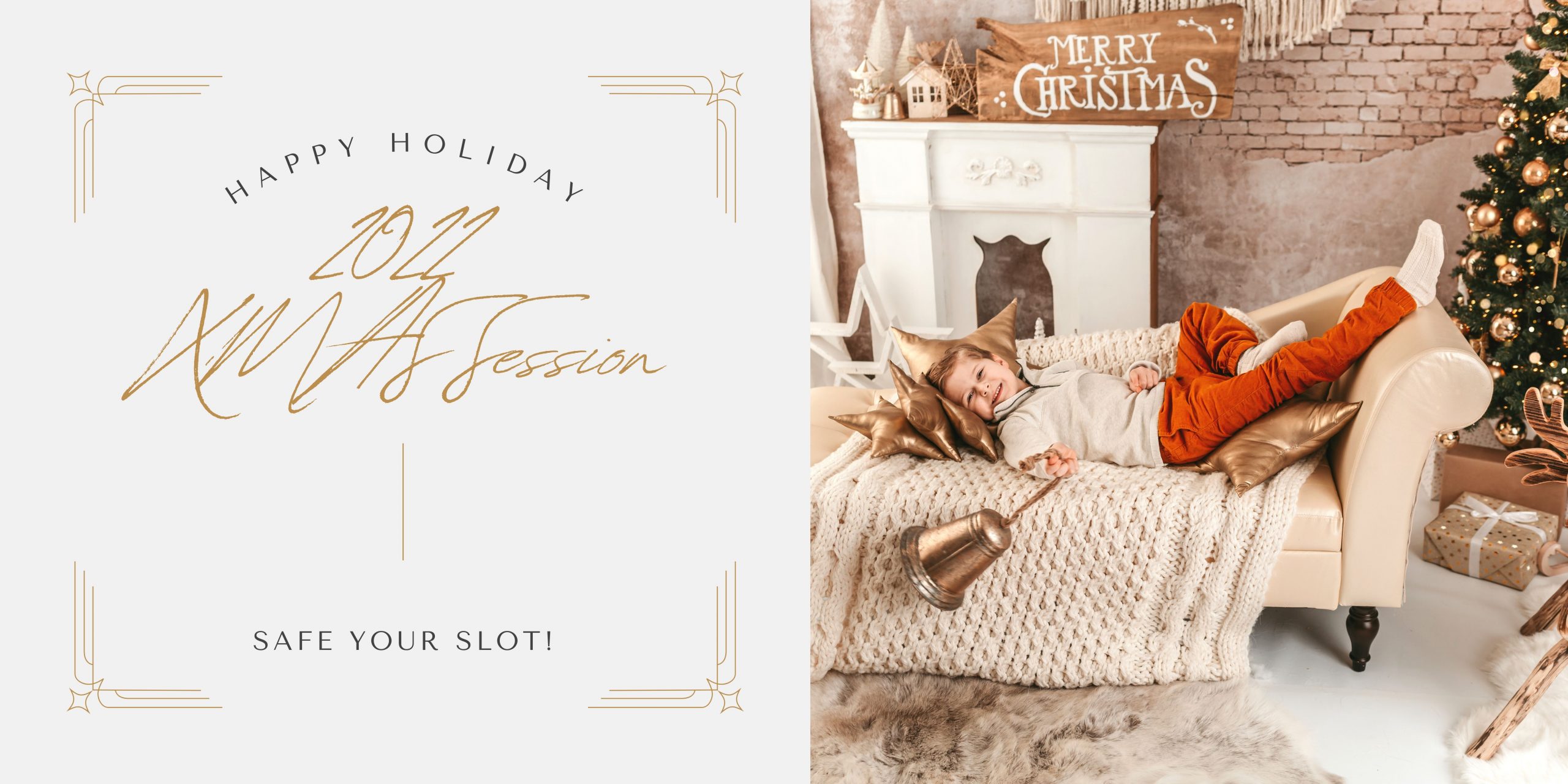 Gold and Cream Classy and Elegant Personal Christmas Banner